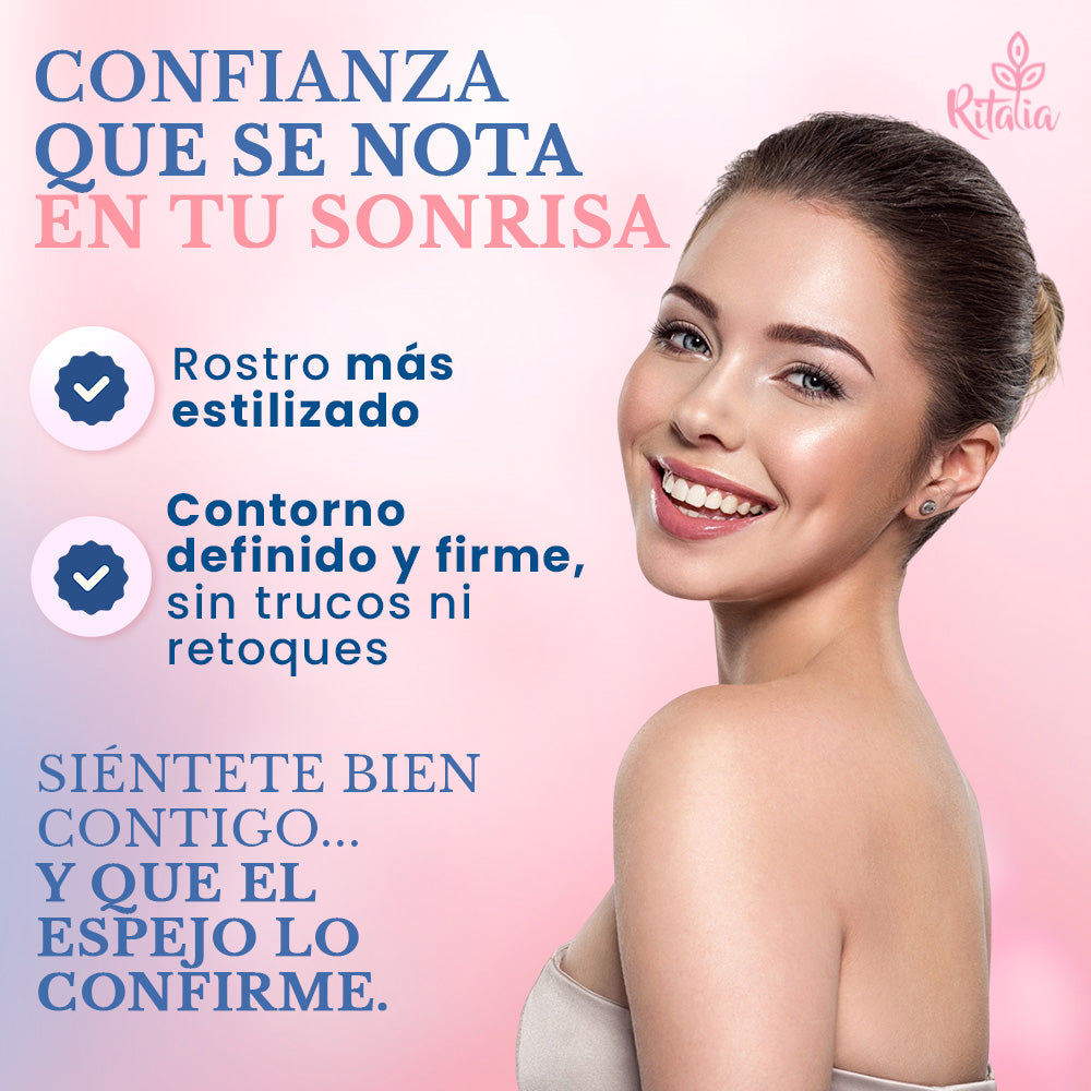 MASCARILLA MENTONERA para PAPADA Ritalia® 5 Mascarillas Faciales Hidratantes con Colageno reafirmar y reducir