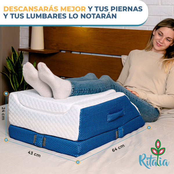 Ritalia Cuña elevar piernas con 3 Alturas para Mejorar la circulación, Almohada para piernas hinchadas y Varices