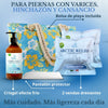 VENDAS FRÍAS PIERNAS + CREMA GEL FRÍO BIO 250 ml con BOLSA PLAYA | Efecto frío drenante, alivio piernas cansadas, tonificante y anticelulítico | Mejora circulación, varices y arañas vasculares