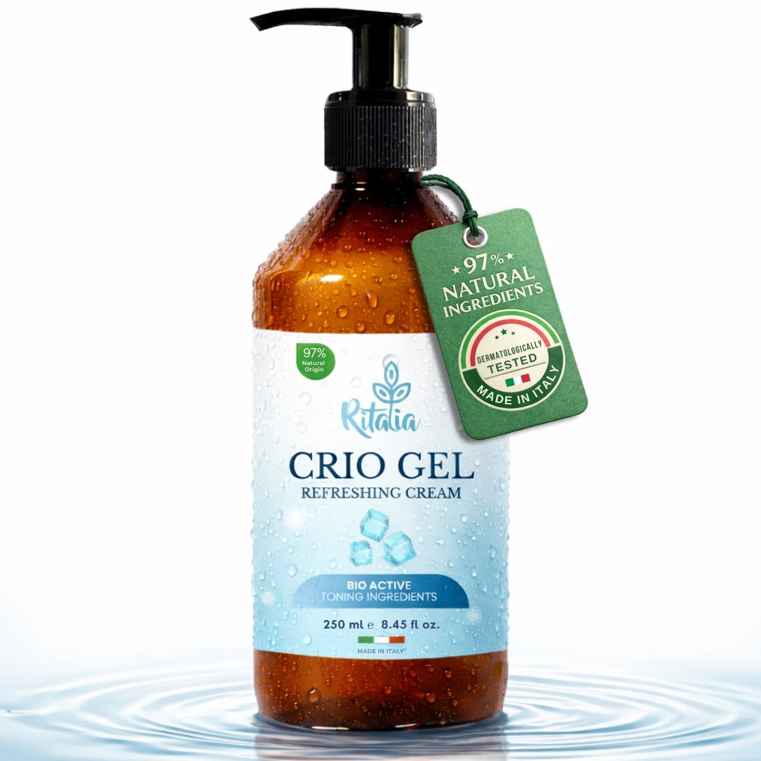 Crema para piernas 250 ml con efecto frío. Alivia piernas cansadas, hinchadas y pesadas. Ayuda con varices y capilares rotos. Criogel BIO que mejora la circulación, reafirma y tonifica.