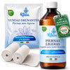 Vendas Frías Piernas Circulación + Líquido para Vendas Frías | Vendas Drenantes Anticelulíticas Efecto Frío | Tratamiento Completo para Piernas Cansadas y Retención