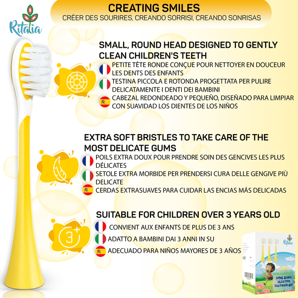 Cepillos dientes electricos niños forma U infantil ultrasónico inteligente automático recargable kidbrush